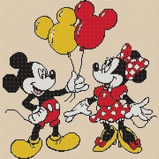 Cross stitch chart - mickey mouse and minnie balloons Flowerpower37-uk
