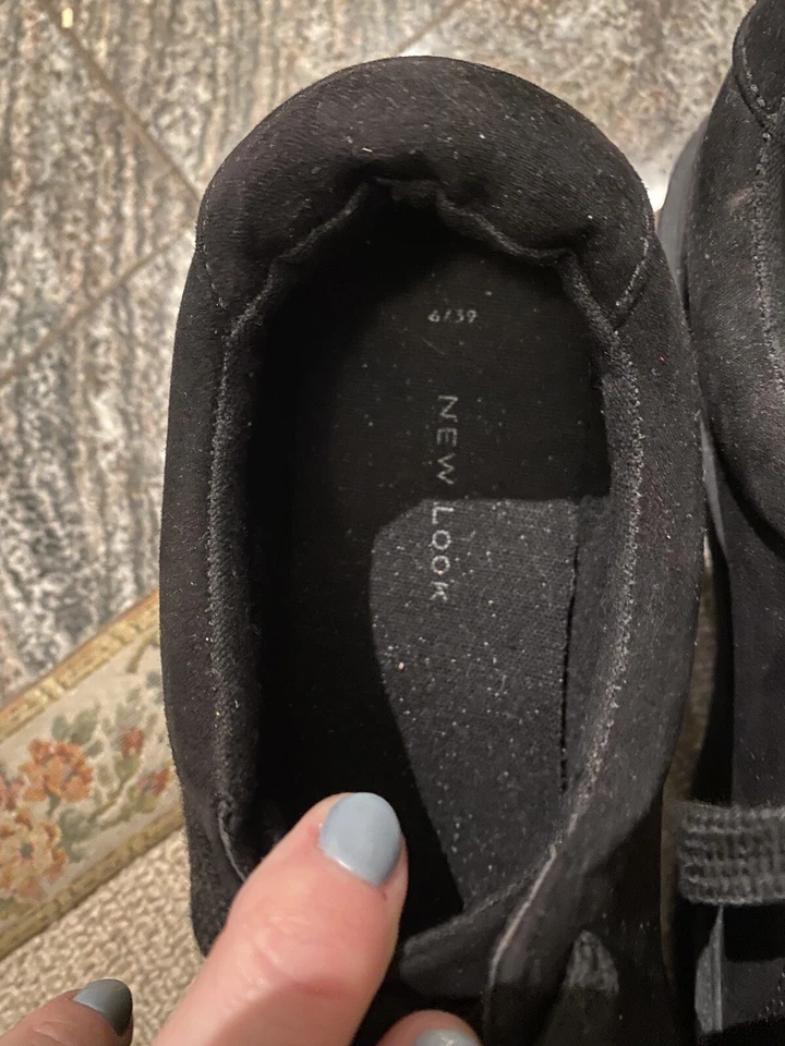 Nuevo Negro Gamuza New Look Zapatos Zapatillas  Foto 2 de 4