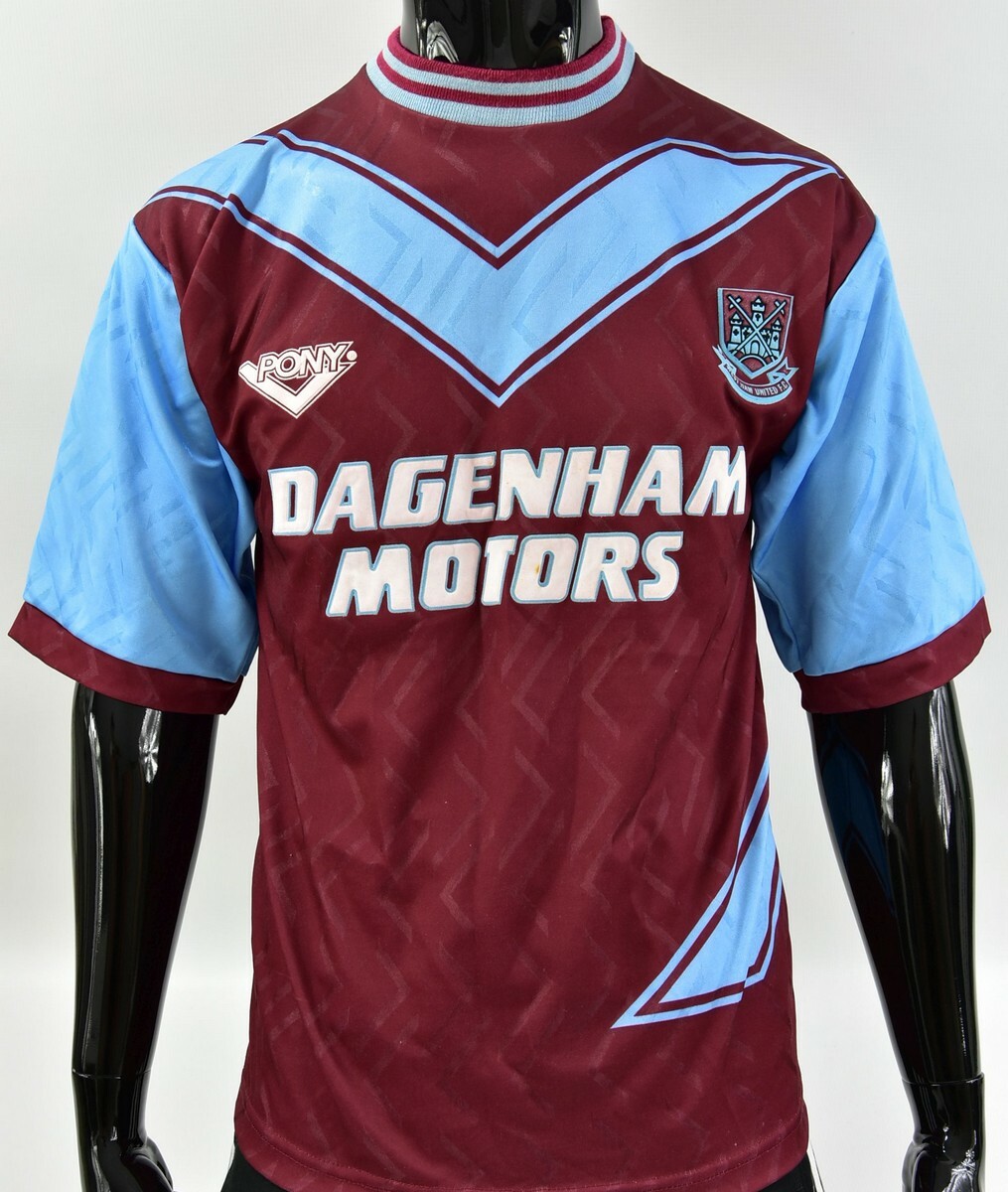ウェア West Ham United F.C. 1993-1995 PONY 1993/95 West Ham United Vintage PONY Home Football Shirt (M