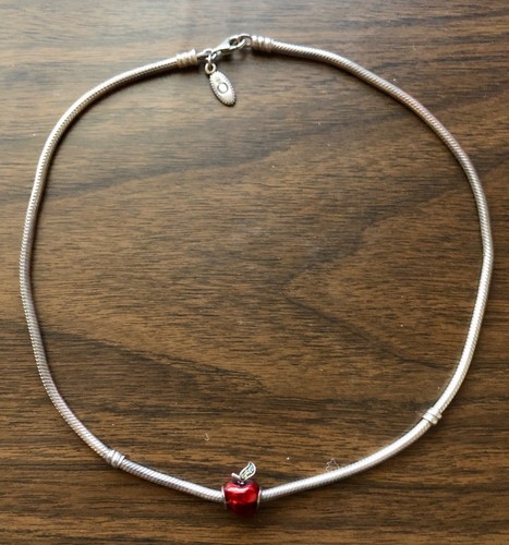 Snake Chain Necklace w/ Apple Charm 
