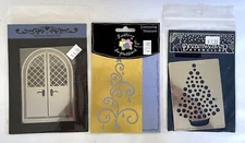 Mixed Lot of 3 New Metal Embossing Templates 2 Christmas Trees & Double Doors