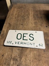1962 Vanity OES Order Of The Eastern Star Fraternal Vermont VT License Plate Tag
