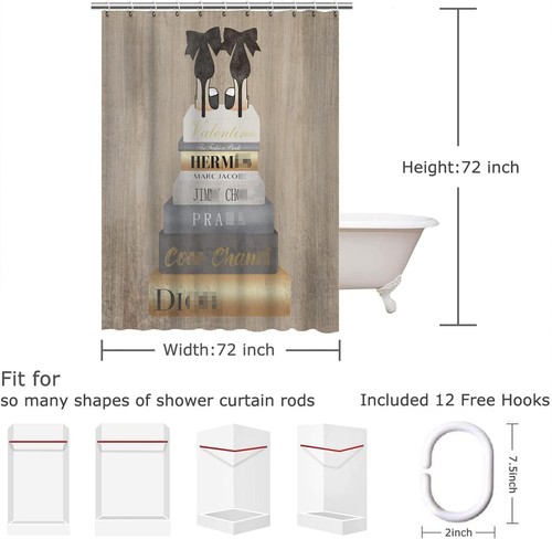 Fashion Shower Curtain Brown Luxury Shower Curtains Girly Fashion Magazine Hi... - Picture 4 of 5