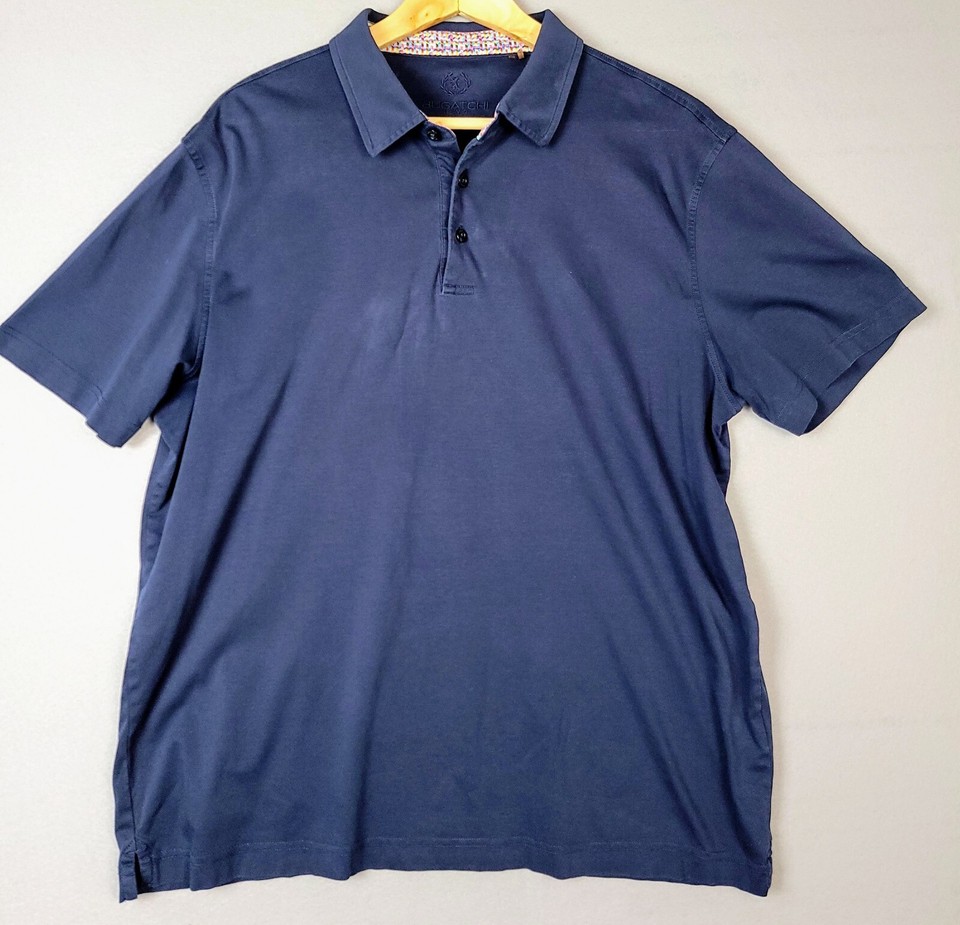Bugatchi Uomo Polo Shirt Men's Extra Large Blue Collared designer polo