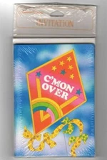 Vintage C'mon Over Invitations, Rainbow Kite Stars, 8 Count, American Greetings