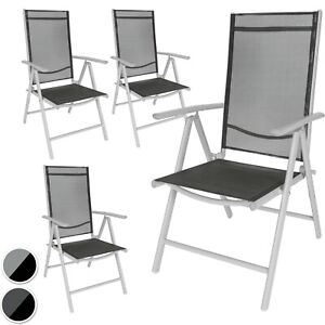 4x Garden Chair Folding Camping Aluminium High Backed in 2 Colours