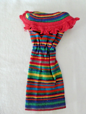 Early Vintage Barbie - Spectator Sport Multi-Color Striped Knit Dress - VGC!!!