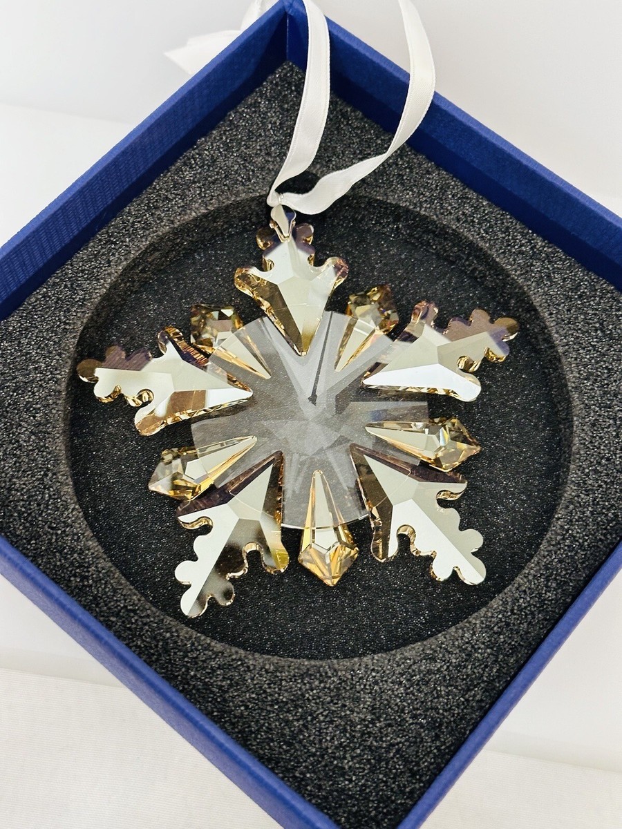 NIB Authentic Swarovski Snowflake Winter Sparkle Gold Crystal