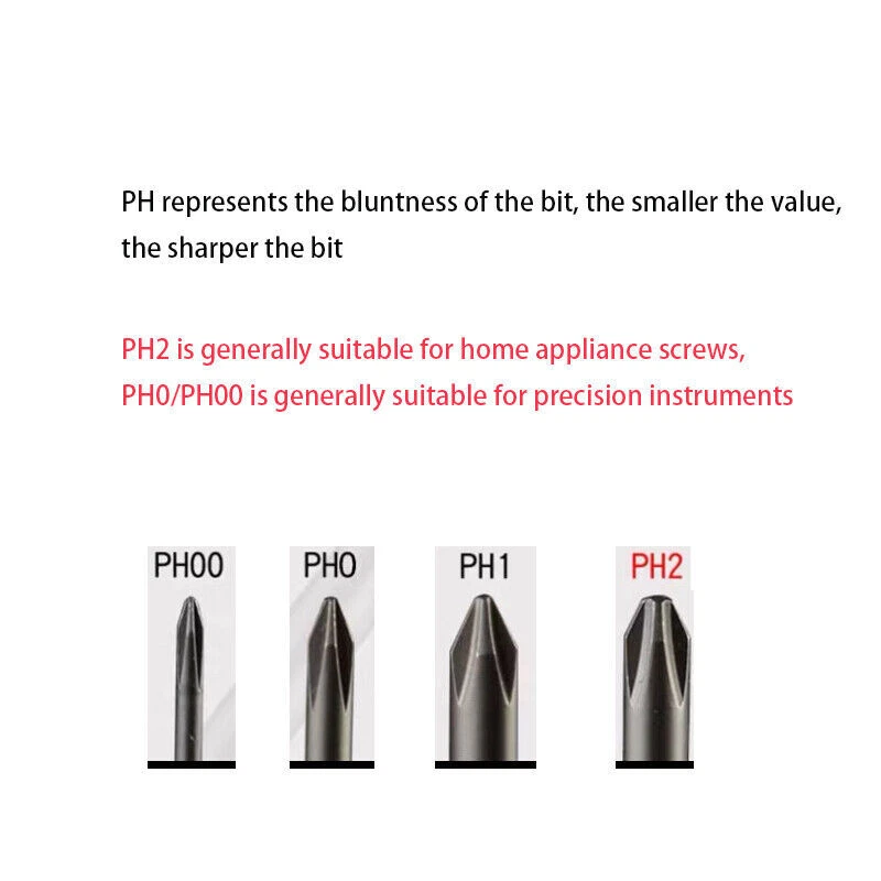 Magnetic PH0 PH1 PH2 Phillips Head Screw Bit Long Impact Driver Drill Hex Shank - Image 2 of 4