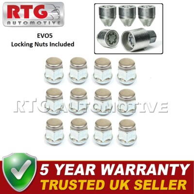 12x Muttern + 4x EVO5 Radsicherung für Honda Insight ab 2000 (Alufelgen)