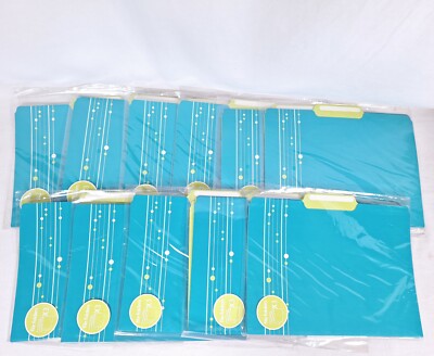 LOT OF 33 Coastal Blue Lime Green File Decorative Folders