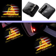 2x Dont Tread On Me Us American Flag Logo Wireless Car Door Led Light Projector