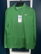 Nike Womens Long Sleeve Green Running Dri Fit Performance Quarter Zip Activewear