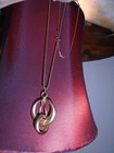 VINTAGE CUTE GOLDTONE TRIPLE-RING DANGLE PENDANT  NECKLACE/HOOP EARRINGS — photo 7
