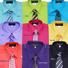 BOYS RECITAL, PARTY,WEDDING LONG SLEEVE DRESS SHIRT w/ TIE, SZ: 2T to 20