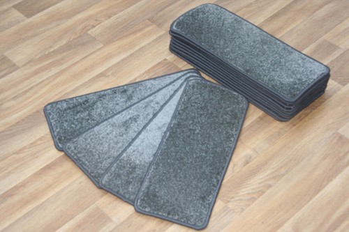 14 Carpet Stair Case Treads Majestic Grey 609 Saxony Large Pads! - Picture 5 of 6