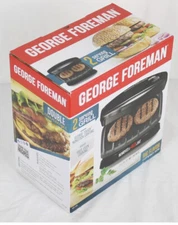 George Foreman Compact 2 Serving Grill GR10B Open Box 082846033732-L2
