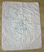 Vintage Baby Crib Blanket Quilt Elelphant Pink Stripes Nursery Wall Hanging