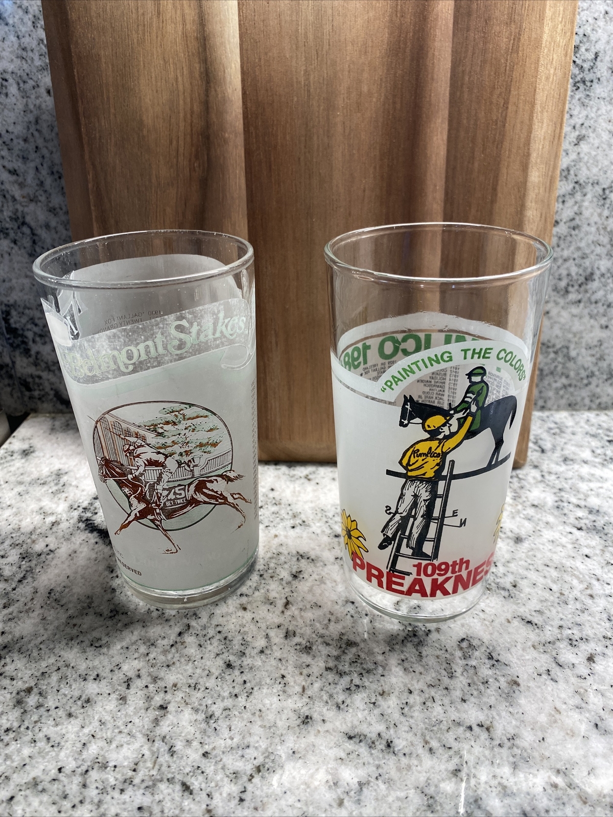 1986 Kentucky Derby +1984,1988 Belmont Stakes Belmont race track オフィシャルガラス-