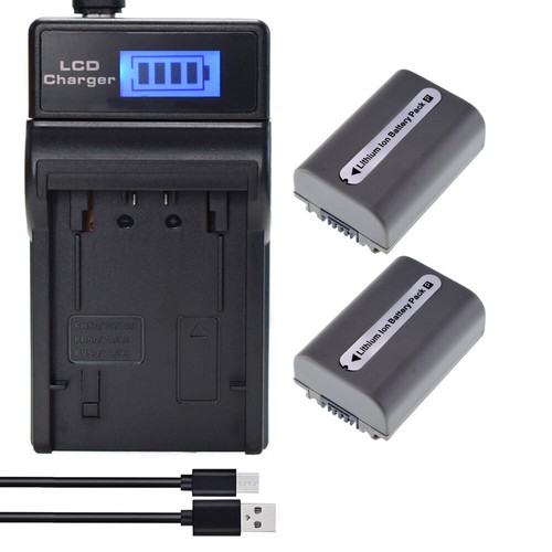 2 Battery +LCD Charger For NP-FP50 Sony DCR-DVD92 HDR-HC3 DCR-HC16 DCR-HC17 HC18 - Picture 2 of 12