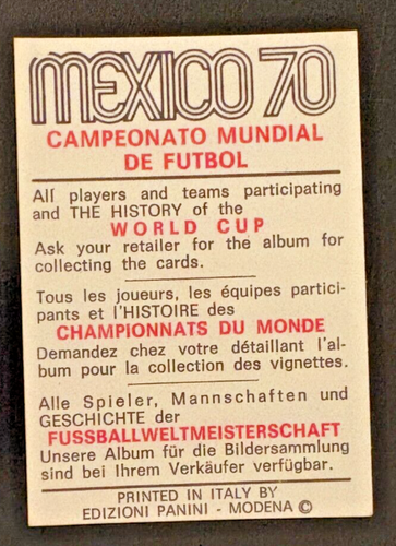 PANINI WORLD CUP 1970 CZERWONY/CZARNY - WYBIERZ SWOJE KARTY - Zdjęcie 270 z 348