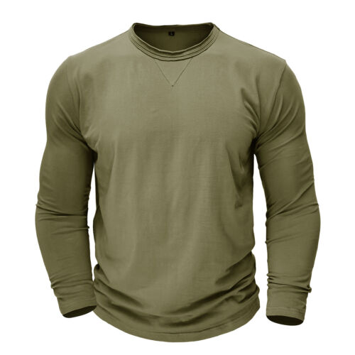 T-shirt uomo slim fit manica lunga girocollo casual elasticizzata blusa autunno - Foto 21 di 61