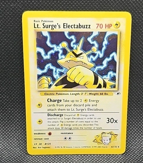 Lt. Surge's Electabuzz 6/131 Holo Gym Heroes Pokemon Card WOTC - NM