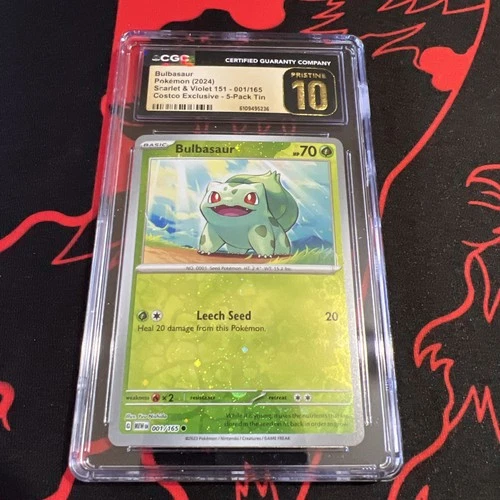 Bulbasaur Reverse Cosmos Holo Card Costco Exclusive, 001/165 CGC Pristine 10!