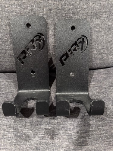PRx Wall-Mountable Metal Barbell Storage Hooks Black Set of 2
