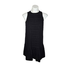 ANN TAYLOR Sleeveless Mini Flared Hem Dress Textured Black Size XS