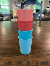 Vintage Tupperware Toys Cups Coral, Hot Pink, Blue, Turquoise Super Cute Set 