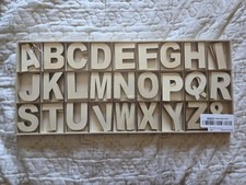 162 PCS Unfinished Wooden Alphabet Letters 2 Inches Craft DIY Decor Set Tray New
