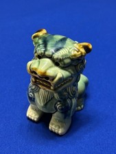 Vintage Fu Foo Dog Figurine Chinese Ceramic Green Temple Lion