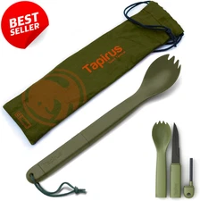 Tactical Spork 3in1 Spoon Fork Knife Fire Starter Camping Hiking Utensil - US