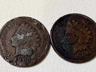 Two Indian Head Pennies and one wheat penny