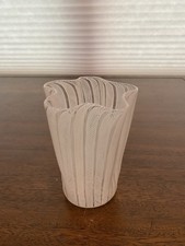 STUNNING VTG MURANO White Latticino ZANFIRICO Ribbon Art Glass Vase 5"H ITALY