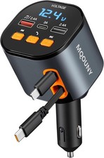 5-in-1 Fast Retractable Car Charger  Bluetooth FM Transmitter, 90W, Handsfree C