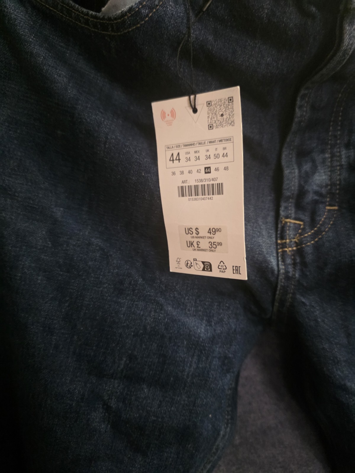 zara men's Denim dark blue jeans Size 34 image 5