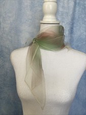 Gorgeous Vintage 1960s Nylon Variegated Pastel Scarf Hand Rolled Edges 26x26  