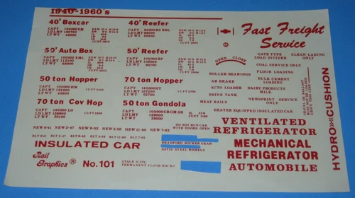 Rail Graphics HO #101, 1940-60's Freight Car Decals, (Used)