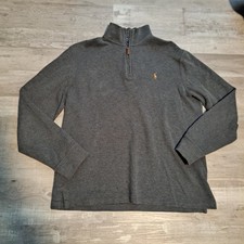 Polo Ralph Lauren Sweater Mens Gray Estate Rib 1/4 Zip Pullover Preppy 48" Chest