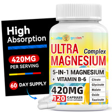 Magnesium Supplement 5-in-1- Complex 420mg  Vitamin B6 - 120 Capsules