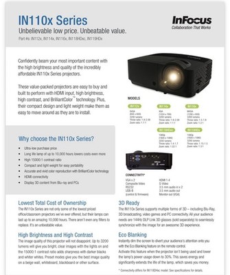 InFocus IN114x DLP Projector 3000 ANSI XGA 1024x768 15000:1 HDMI USB
