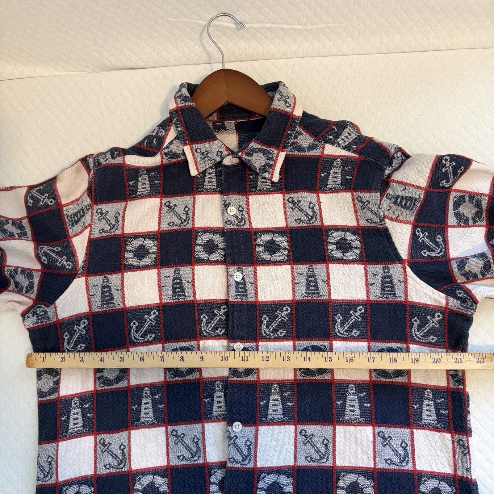 VTG Nautical Pattern Button Down SIZE M COTTON SH… - image 13