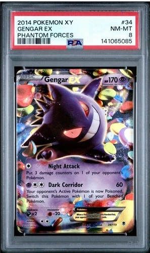 Pokemon XY Phantom Forces Gengar EX #34 PSA 8