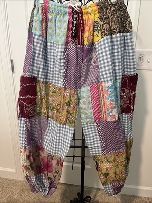 Floral Patchwork Harem Pants Boho Hippie Festival Unisex Size 2x Run Small