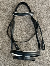 Gorgeous Oversize KL Select TSS Black w White Padding Dressage Bridle Warmblood
