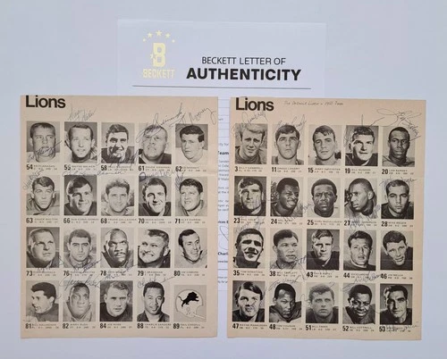1968 Detroit Lions Team Signed Program LeBEAU KARRAS SANDERS BARNEY+ Beckett BAS