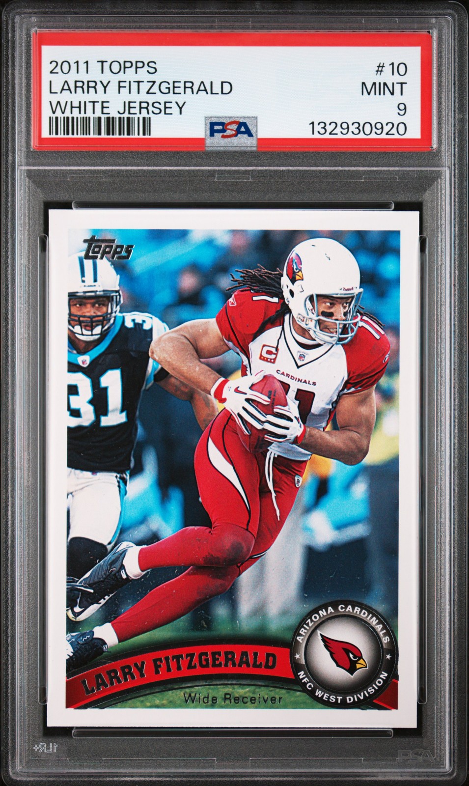 2011 TOPPS WHITE JSY #10 LARRY FITZGERALD PSA 9