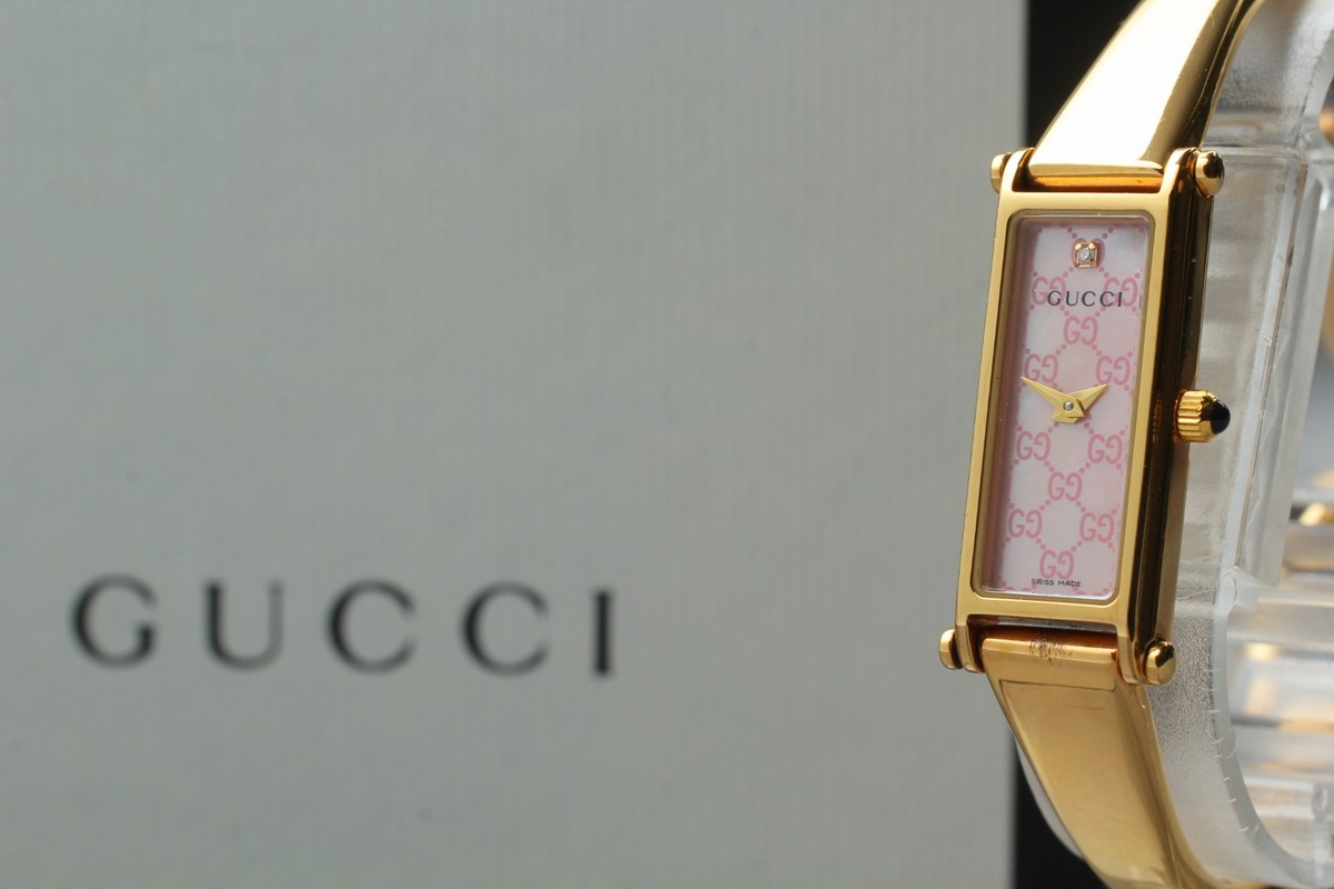 Near MINT /Box] Gucci 1500L Gold GG Pink 1P Diamond Women's